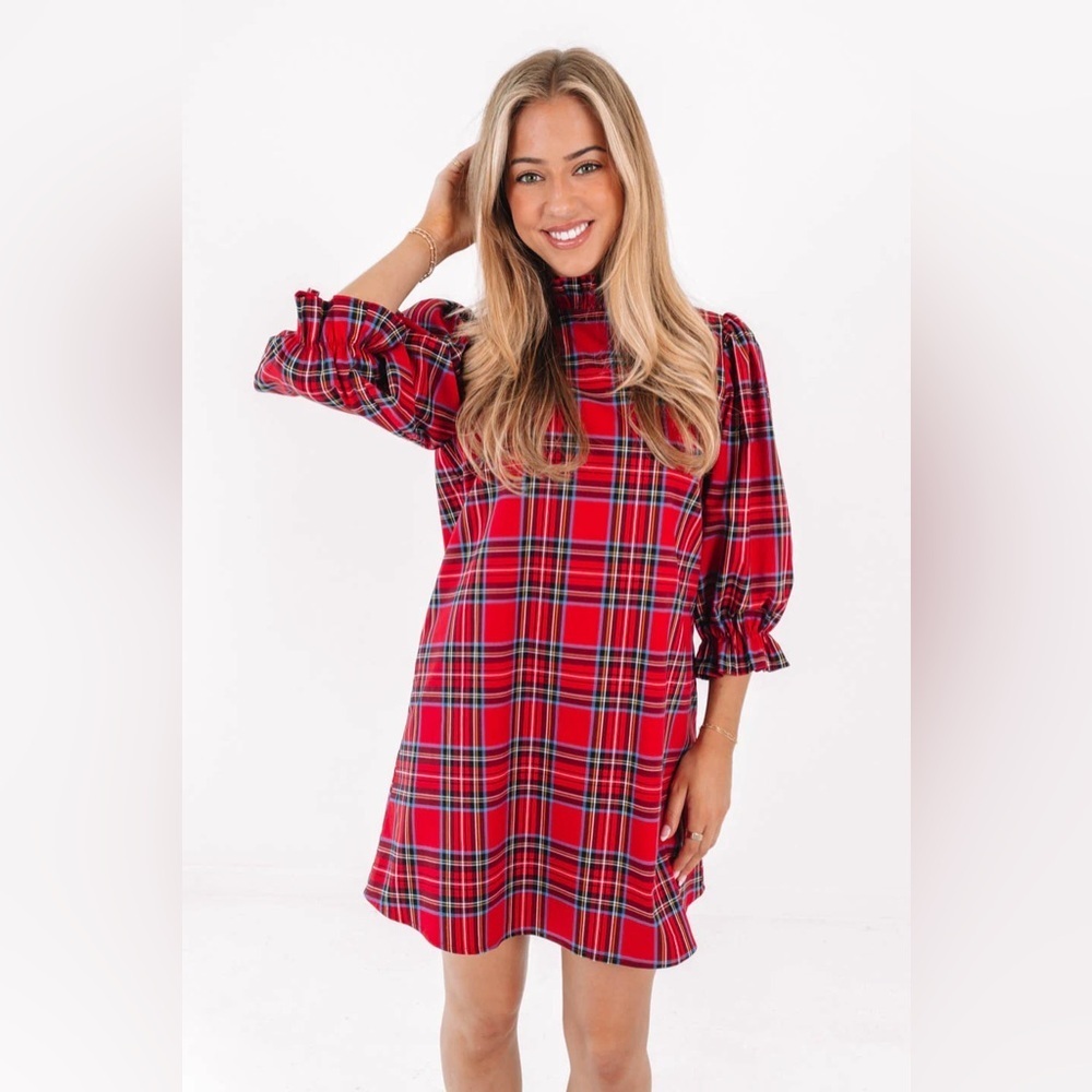 J.Marie Elegant Red Plaid Mini Dress